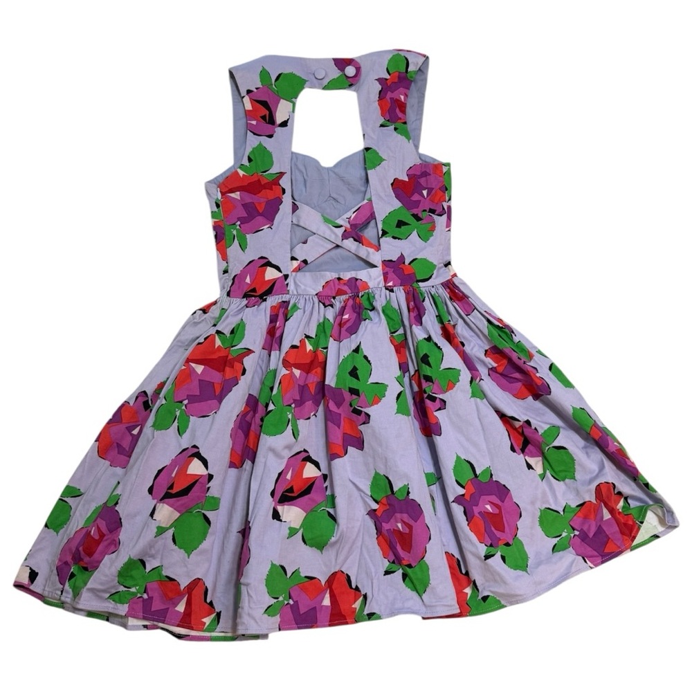 Topshop Floral Open Back Full Skirt Mini Babydoll Dress - Picture 5 of 9